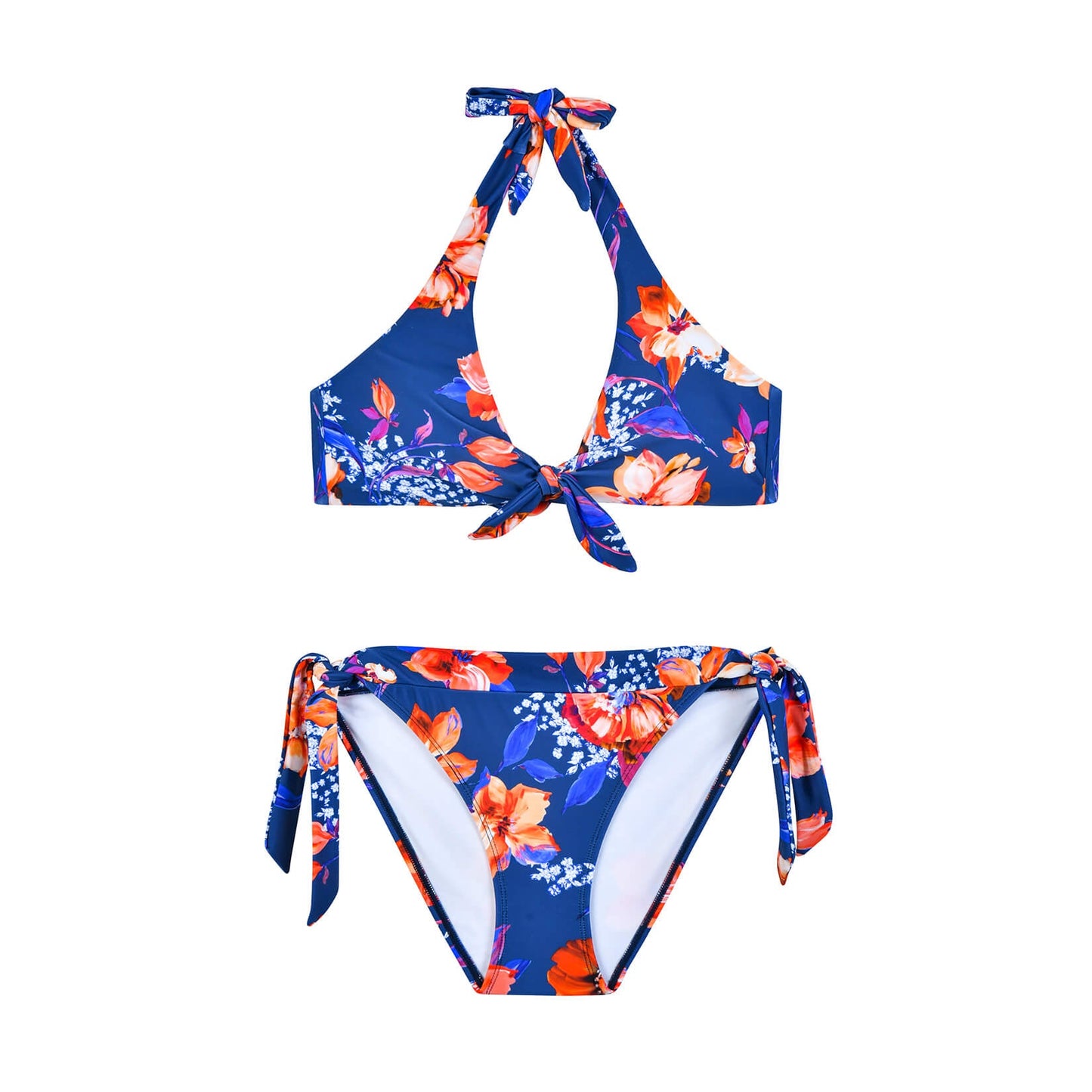Sommerliches Triangel-Bikini-Set mit Blumenmuster und Fliege