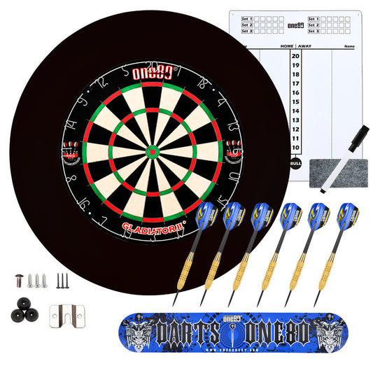 ONE80 Gladiator II dartboard and PU dart protection ring set