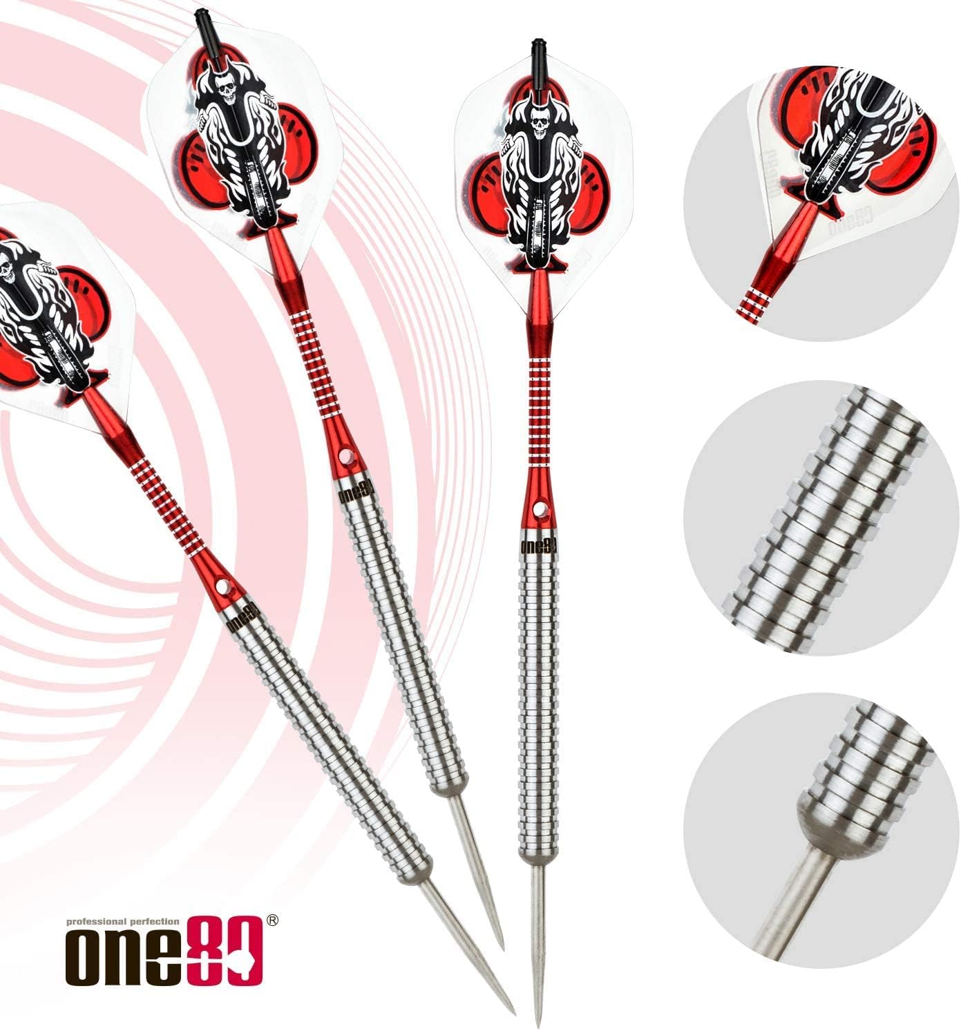 ONE80 Dartpfeile Tungsten Profi Dartpfeile mit Metallspitze