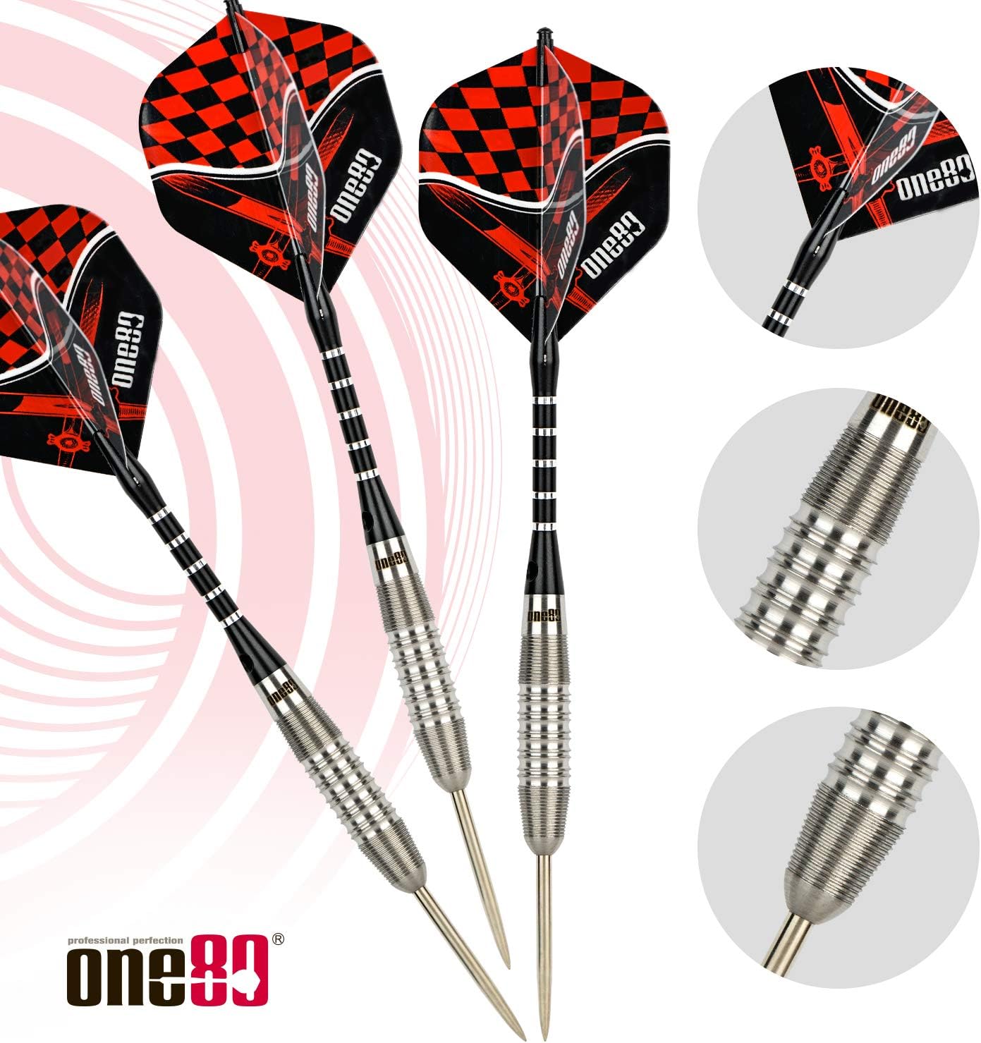 ONE80 Professionelles Steel Darts mit 3 SchÀften