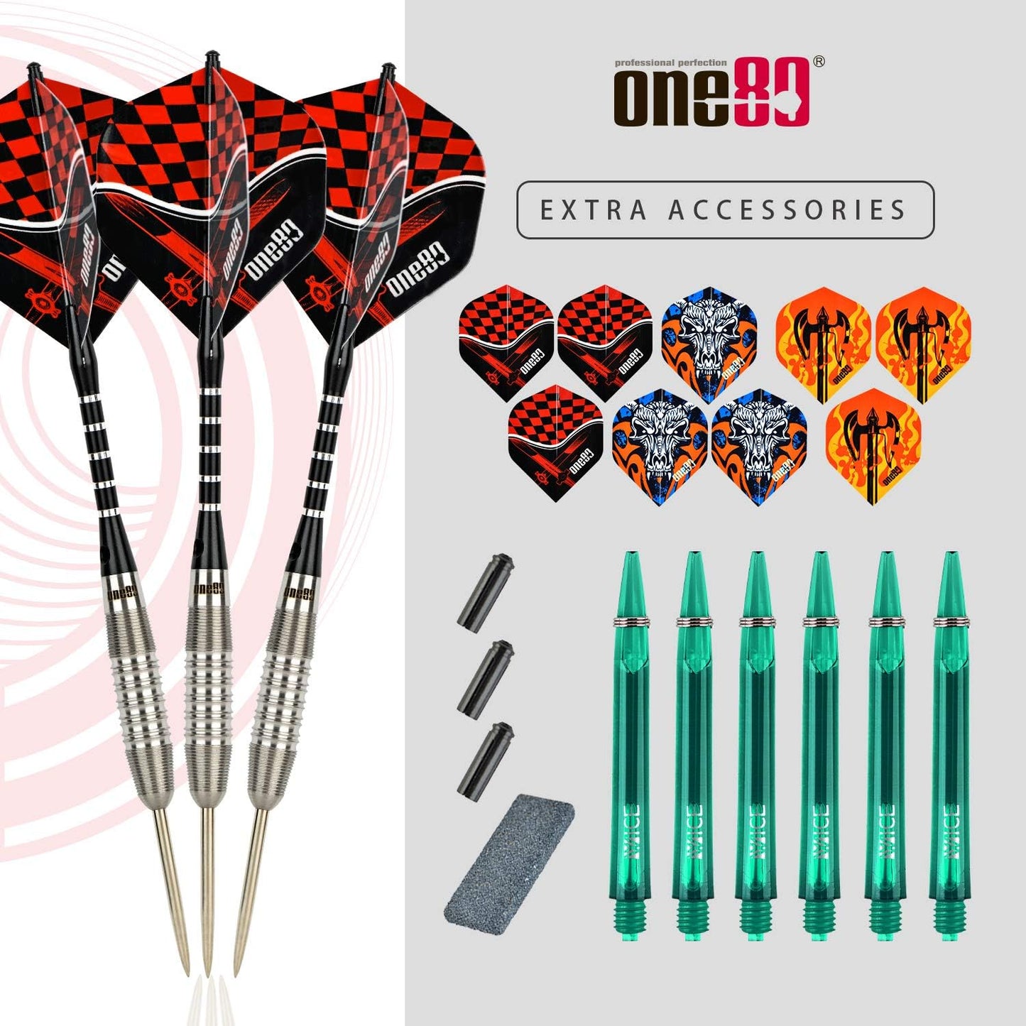 ONE80 Professionelles Steel Darts mit 3 SchÀften