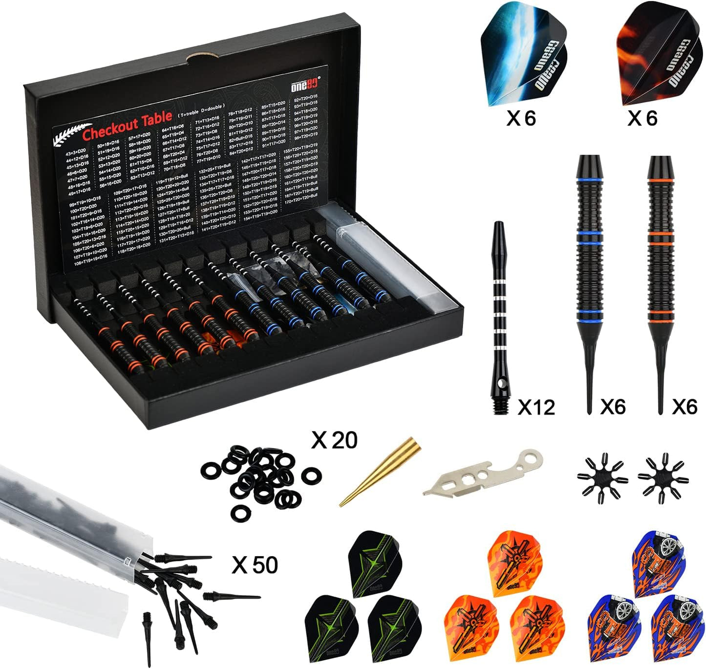 ONE80 Soft Dartpfeile Set für Elektronische Dartscheibe, 12 Stück