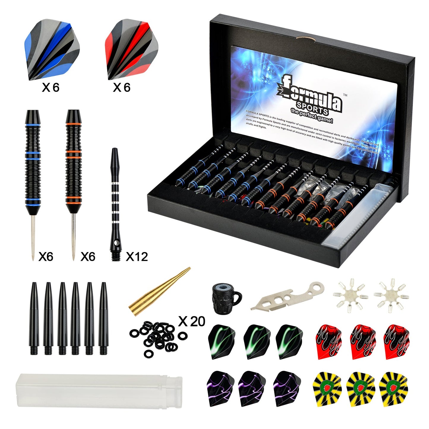 Formula Sports Dart Kit with Flights, Shafts, and Sharpener