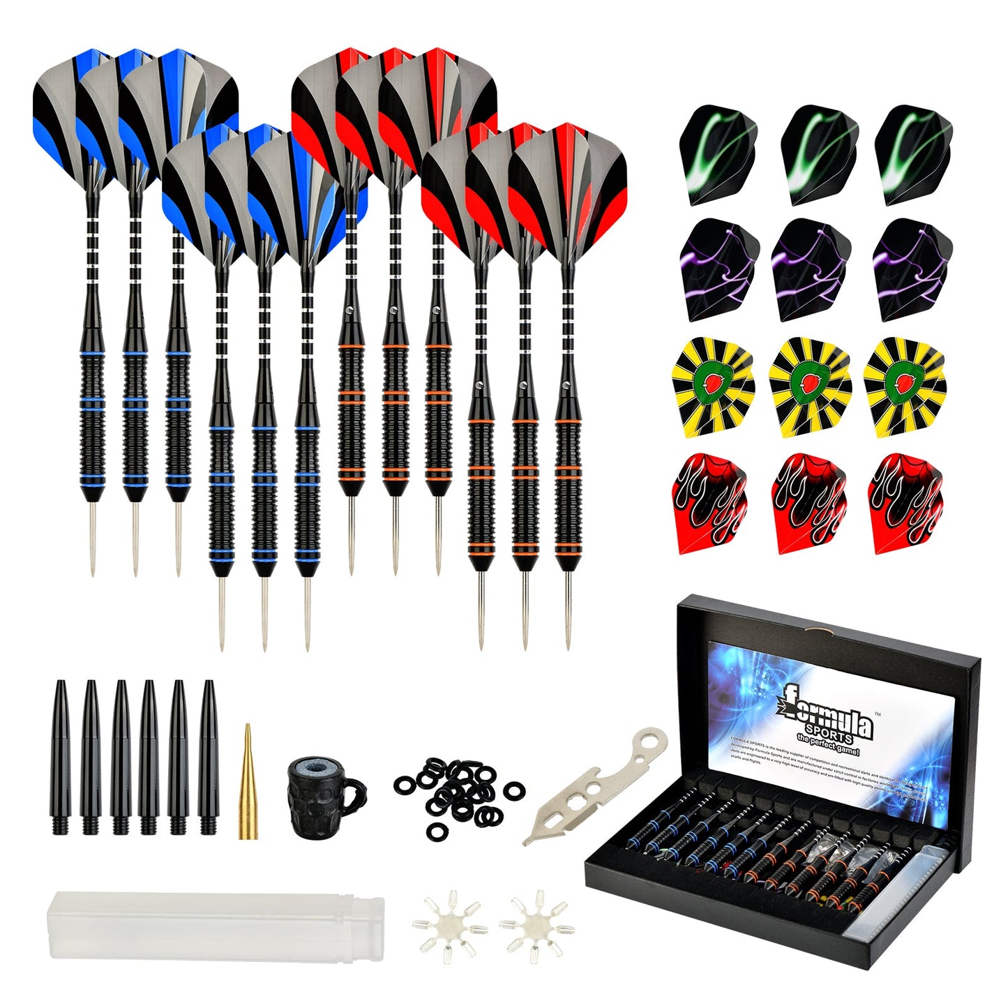 Formula Sports Dart Kit with Flights, Shafts, and Sharpener