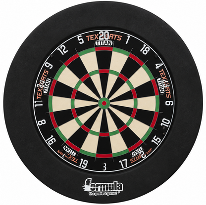 TEX TITAN Dartscheibe und Formula Sports Schutzring 5 Sets Bundle
