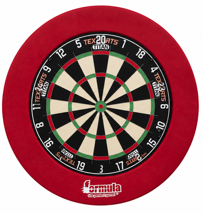 TEX TITAN Dartscheibe und Formula Sports Schutzring 5 Sets Bundle