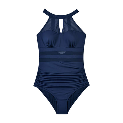 Marineblauer Cutout Mesh Badeanzug WMB2012-NB