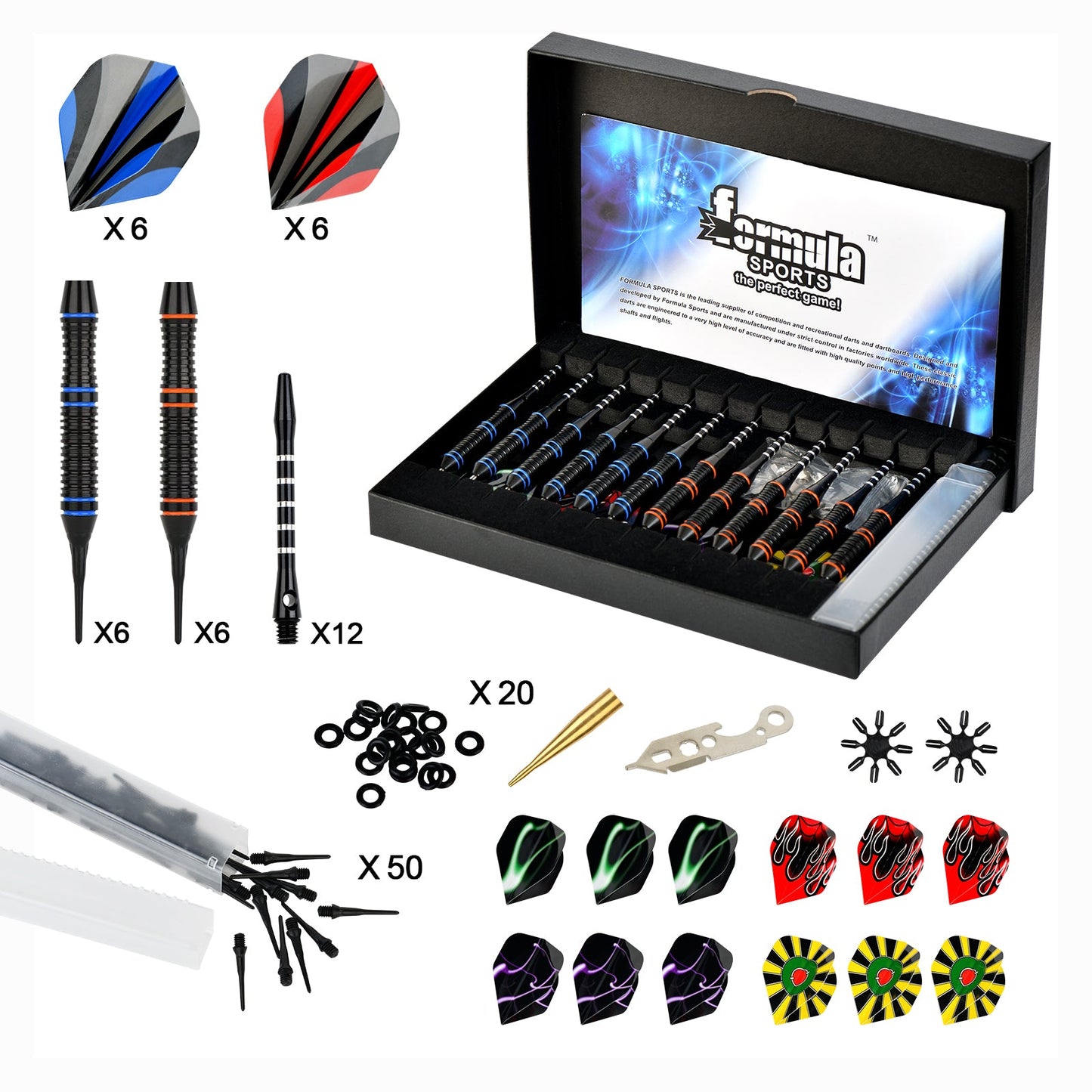 Formula Sports Soft Darts Pfeile Set für elektronische dartscheibe, 12 Stück