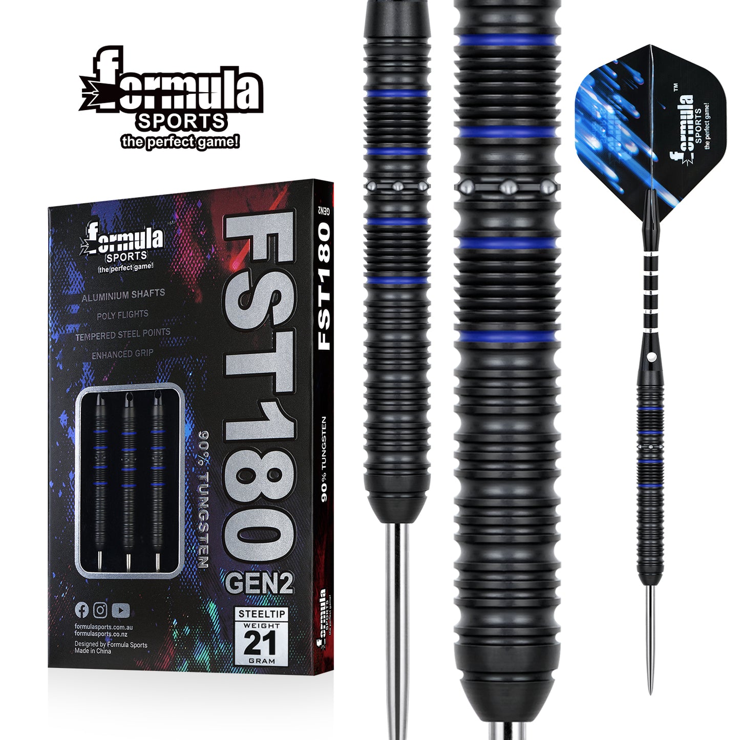 Formula Sports FST180 Gen2 - Professional Steel Tip Darts Set