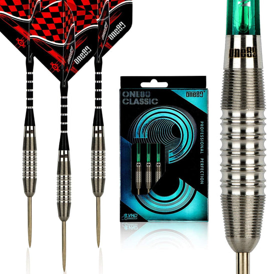 ONE80 Professionelles Steel Darts mit 3 Schäften