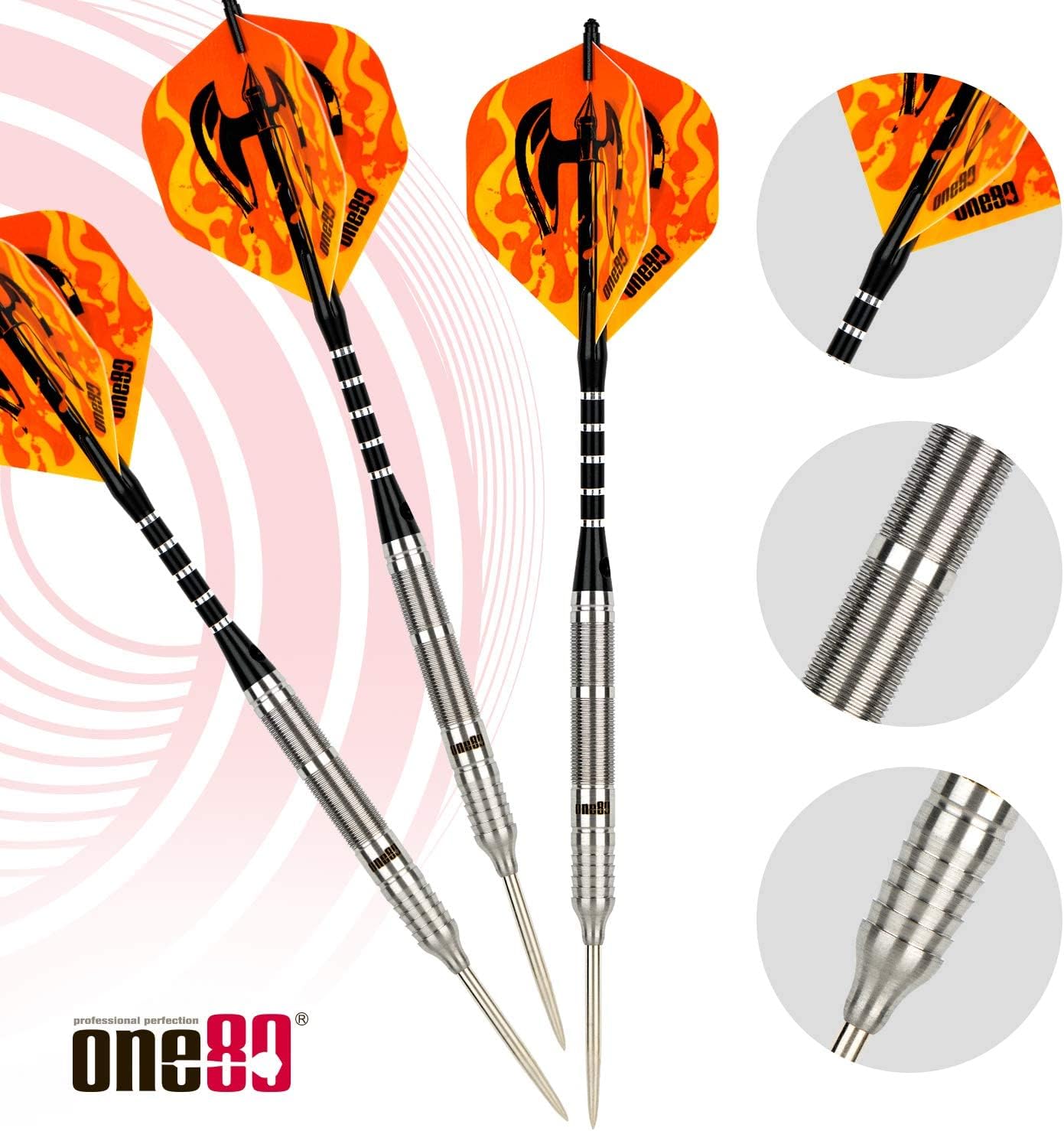 ONE80 90% Tungsten Darts | Steeldarts-Set mit Flights und Shafts