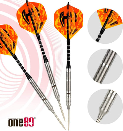 ONE80 90% Tungsten Darts | Steeldarts-Set mit Flights und Shafts