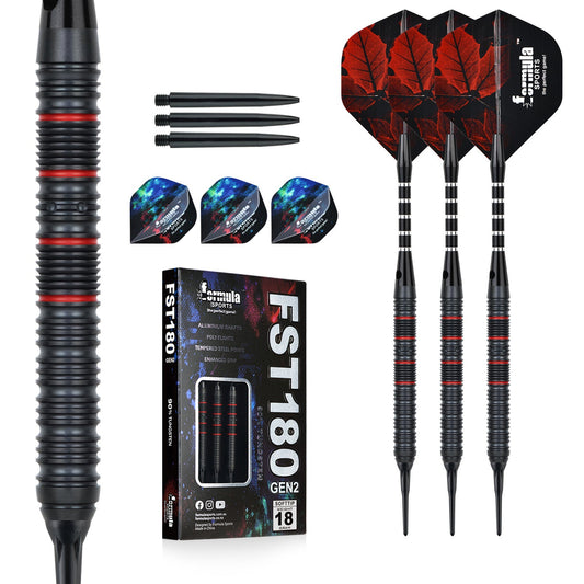 Formula FST180 Gen2 Black+Red Rings Tungsten Dart Softtip 18g