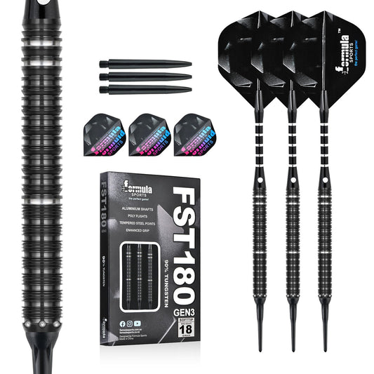 Formula FST180 Gen3 Black+Silver Rings Tungsten Dart Softtip 18g