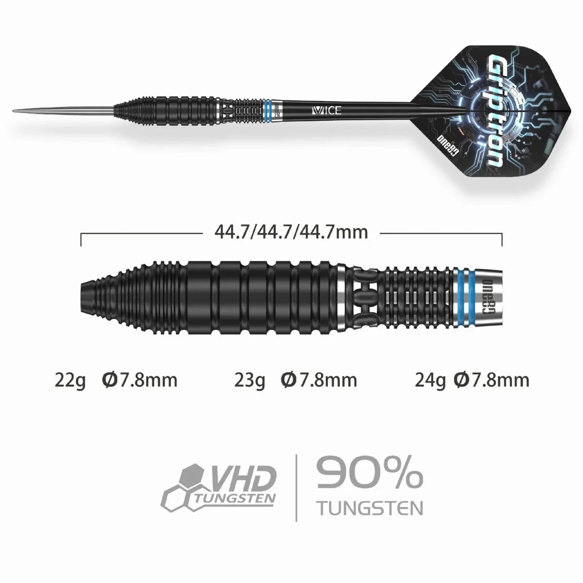 One80 Griptron GT3 90% Tungsten Steeltip